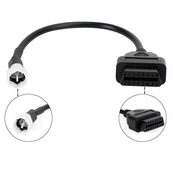 Motorcycle 3 Pin to OBD2 Diagnostic Adapter Code Scanner Cable for Yamaha X-MAX- - Image 2