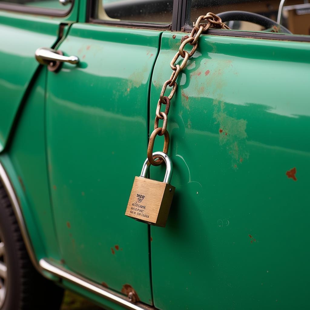 Mr Bean's Mini with Padlock and Chain