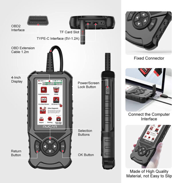 Mucar CDE900 OBD2 Scanner, Engine Fault Code Reader Tool One-Click WIFI - Image 5