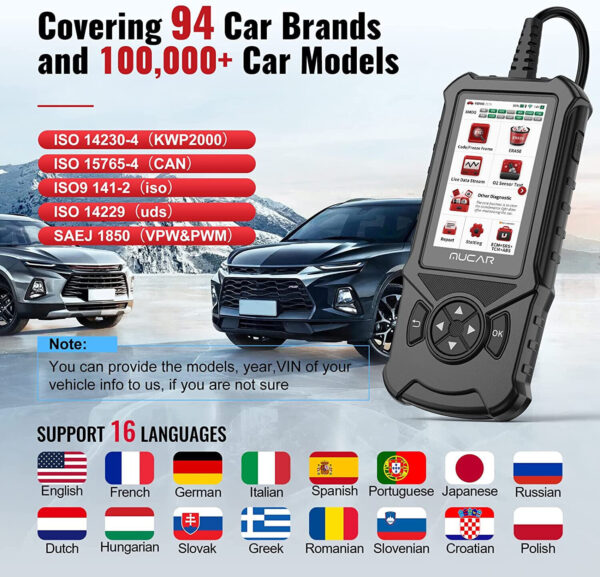 Mucar CDE900 OBD2 Scanner, Engine Fault Code Reader Tool One-Click WIFI - Image 6