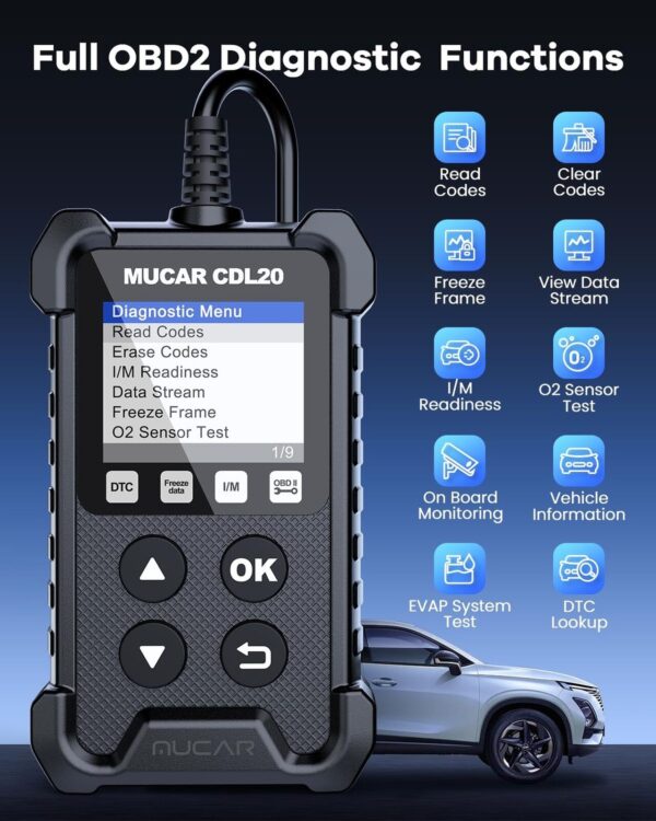 MUCAR OBD2 Scanner, Car Scanner with 28 Reset Services and Engine System, Sca... - Image 2