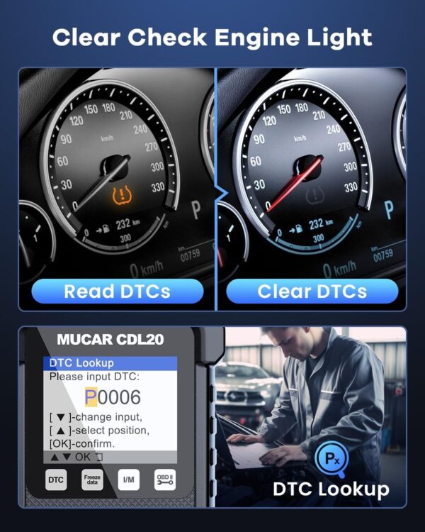 MUCAR OBD2 Scanner, Car Scanner with 28 Reset Services and Engine System, Sca... - Image 3