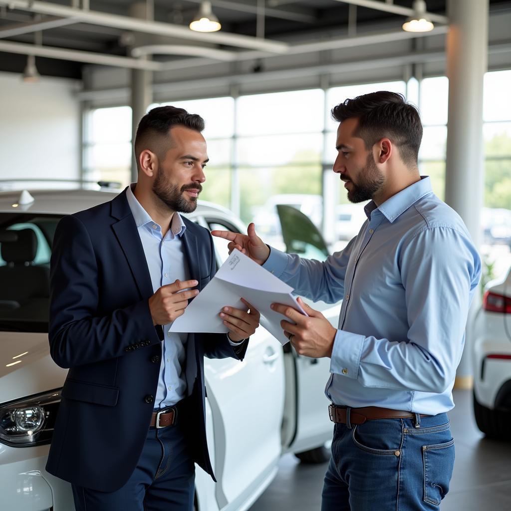 Negotiating the price of a used car with a salesperson