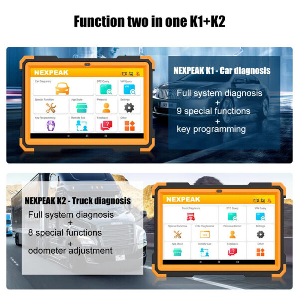 NEXPEAK K3(K1+k2) Heavy Duty Truck &Car OBD2 Scanner Full System Diagnostic Tool - Image 4