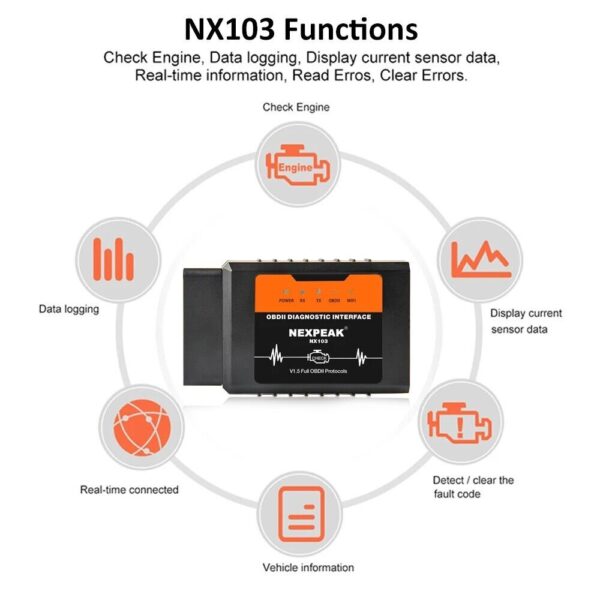 NEXPEAK NX103 ELM327 V1.5 WIFI OBD2 Scanner Car Diagnostic Tool Pic18f25k80 ObdI - Image 3