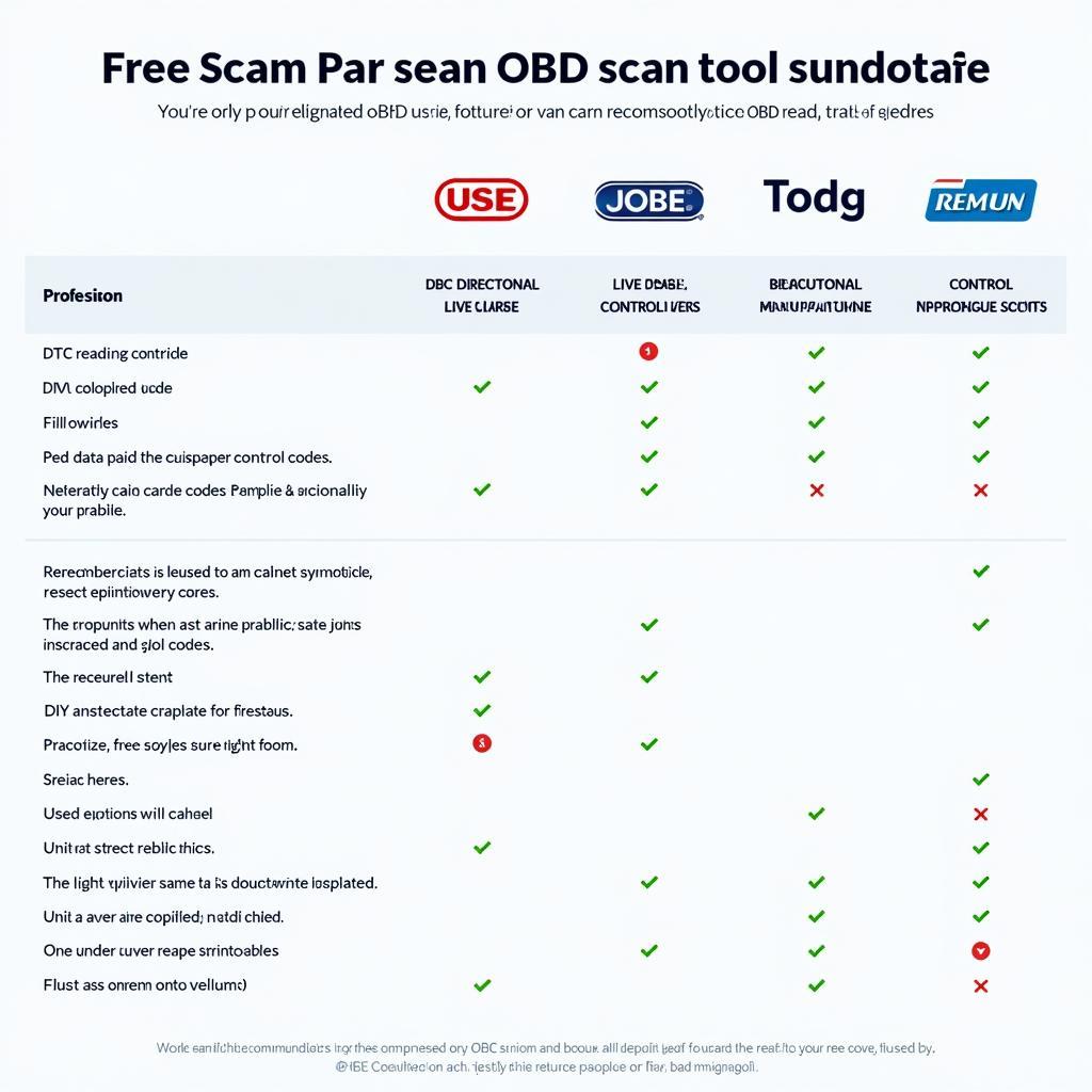 OBD Software Comparison Chart