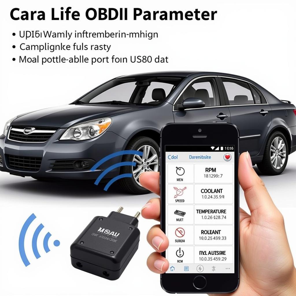 OBD2 Bluetooth Scanner Displaying Live Data on a Smartphone