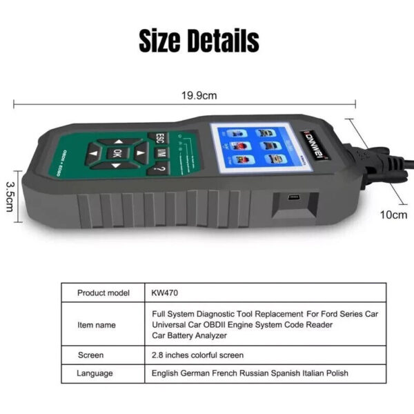 OBD2 Code Reader BatteryTester Diagnostic Scanner for Ford Key FOB Tool - Image 5