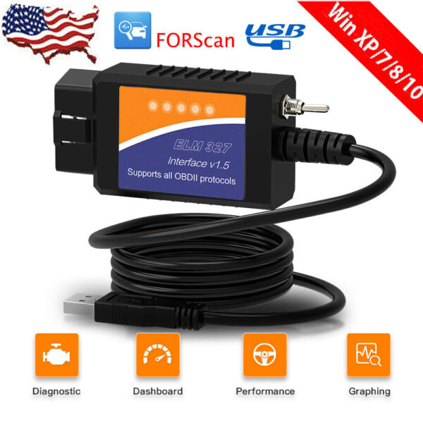 OBD2 Code Reader ELM327 For Ford FORScan V1.5 USB Modified Scanner HS/MS CAN - Image 4