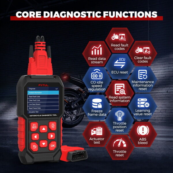 OBD2 Motorcycle Diagnostic Scanner ABS IMMO TPMS Code Reader for Kawasaki Honda - Image 4