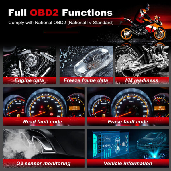 OBD2 Motorcycle Diagnostic Scanner Code Reader Fit for Yamaha Engine ABS Check - Image 2