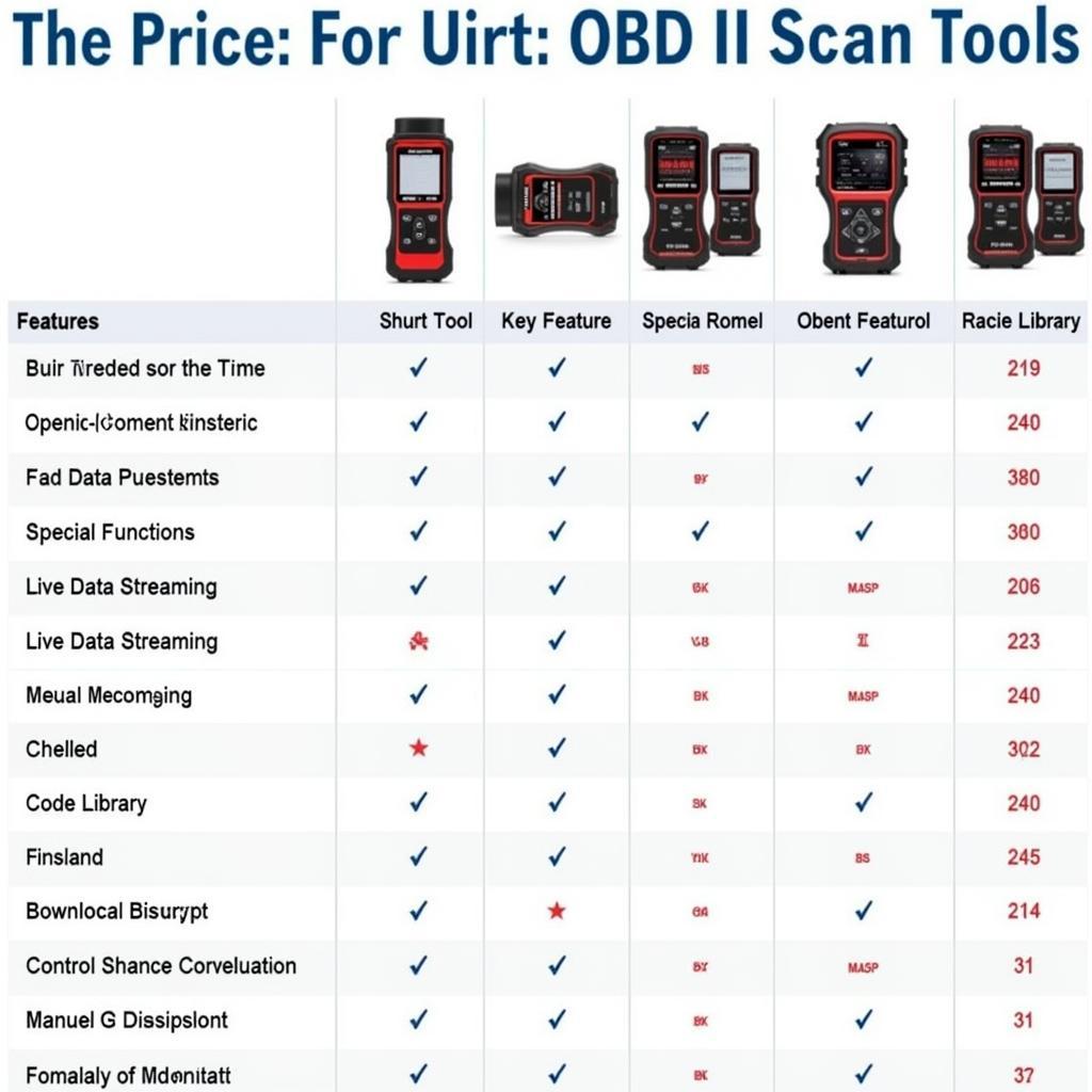 OBD2 Scan Tool Comparison Chart