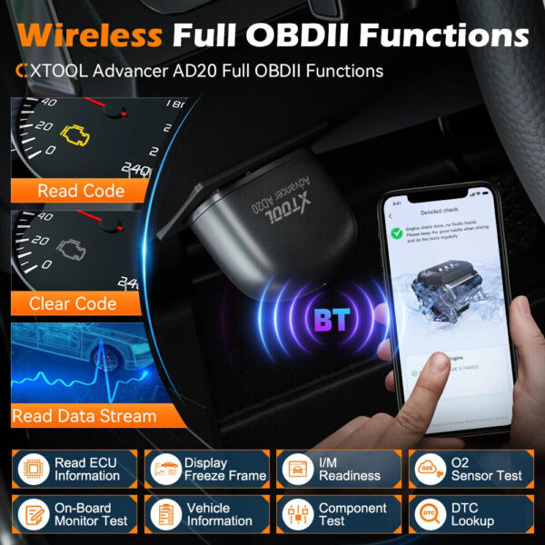 OBD2 Scanner Bluetooth, Full Obd 2 Function Car Diagnostic Scan Tools Read/Clear - Image 4