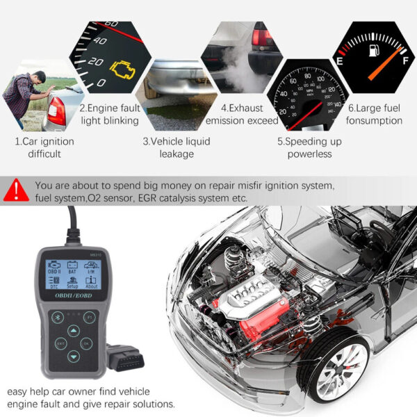 OBD2 Scanner Car Diagnostic Tool Battery Tester Code Reader Check Engine Fault - Image 5