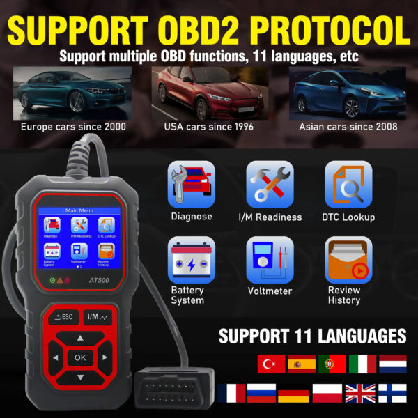 OBD2 Scanner Code Reader Diagnostic Tools Read &Display Data For Universal Cars - Image 4