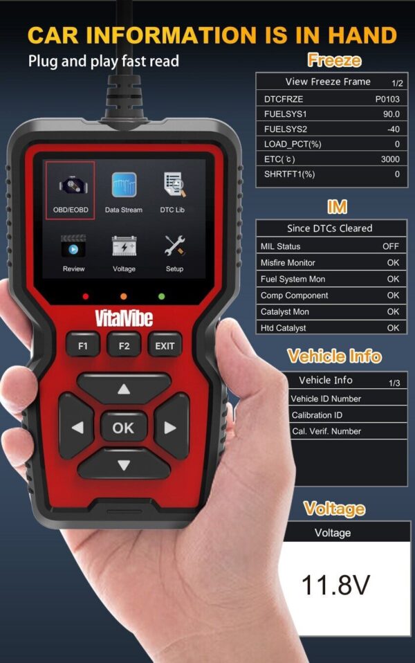 OBD2 Scanner Code Reader OBD II Check Engine Car Diagnostic Tool ECU Reset, 96+ - Image 4