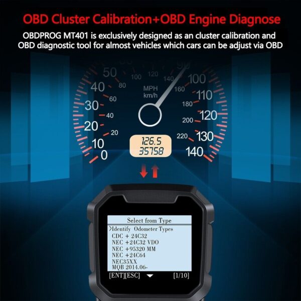 OBDPROG MT401 Cluster Calibration OBD2 Tool Scanner Correction Odometer Miles - Image 4