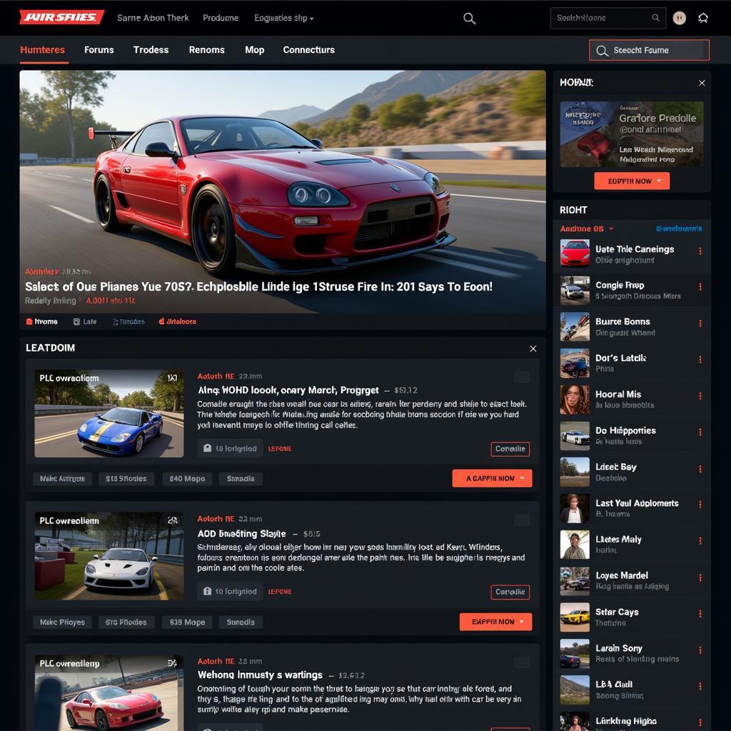 Online car game community forum with players discussing strategies and sharing experiences