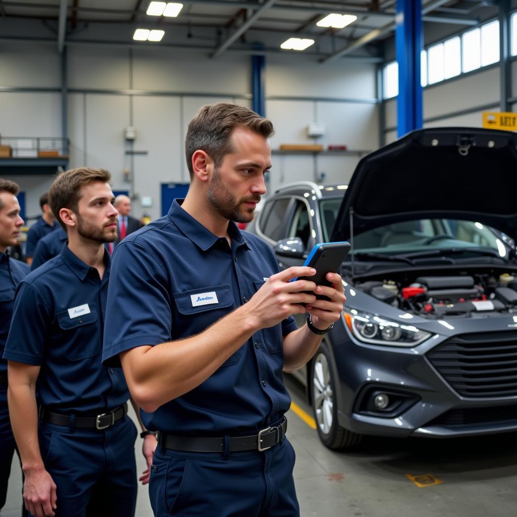 Operations Supervisor Managing Team with Autel Scanner