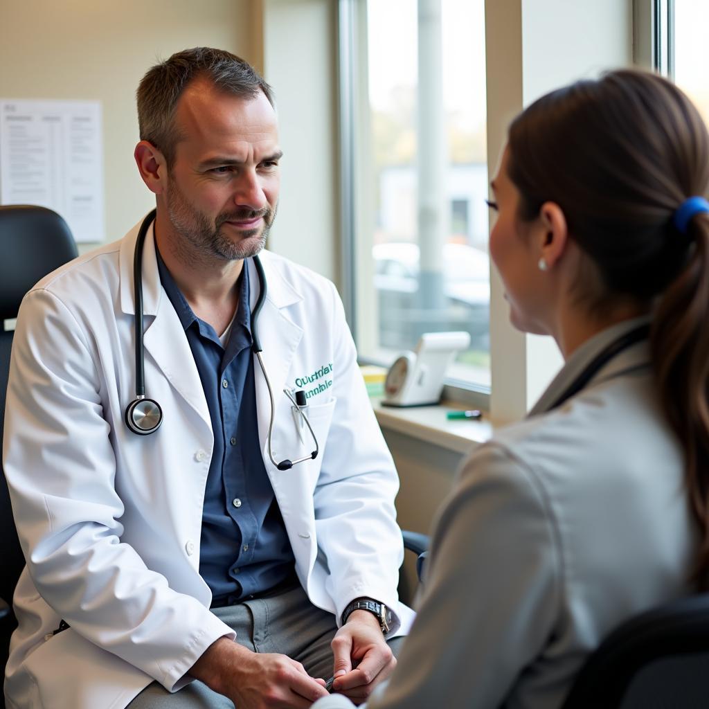 Doctor examining patient at Overlake Urgent Care