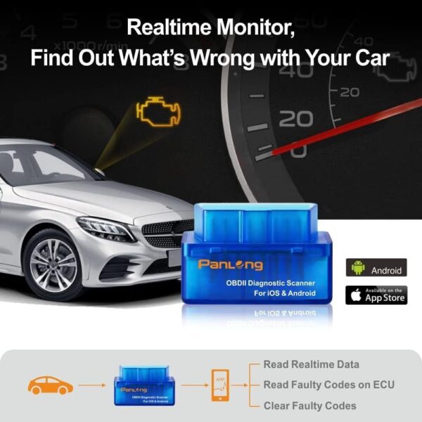 Panlong OBD2 Scanner Bluetooth for iPhone iOS Android OBDII Car Diagnostic... - Image 5