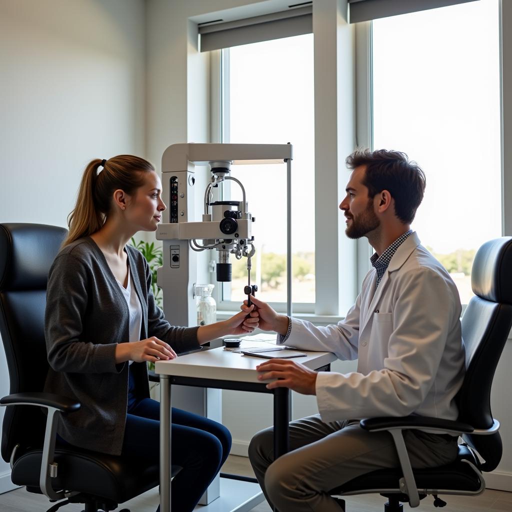 Patient Doctor Consultation at Eye Care Center