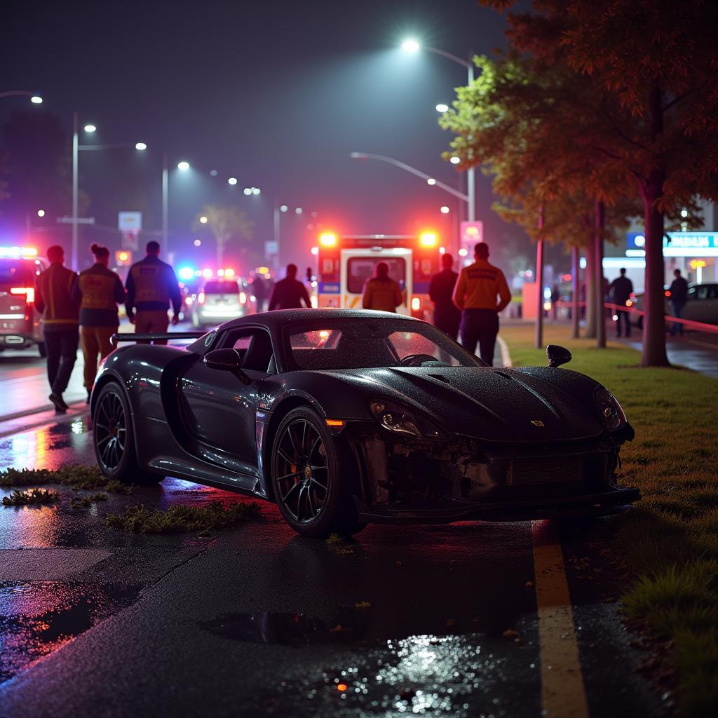 Paul Walker Porsche Carrera GT Crash Scene