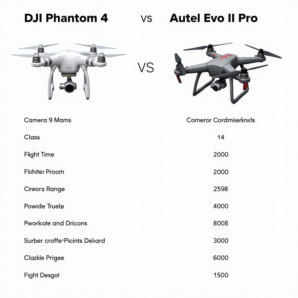 Phantom 4 vs Autel Comparison Chart