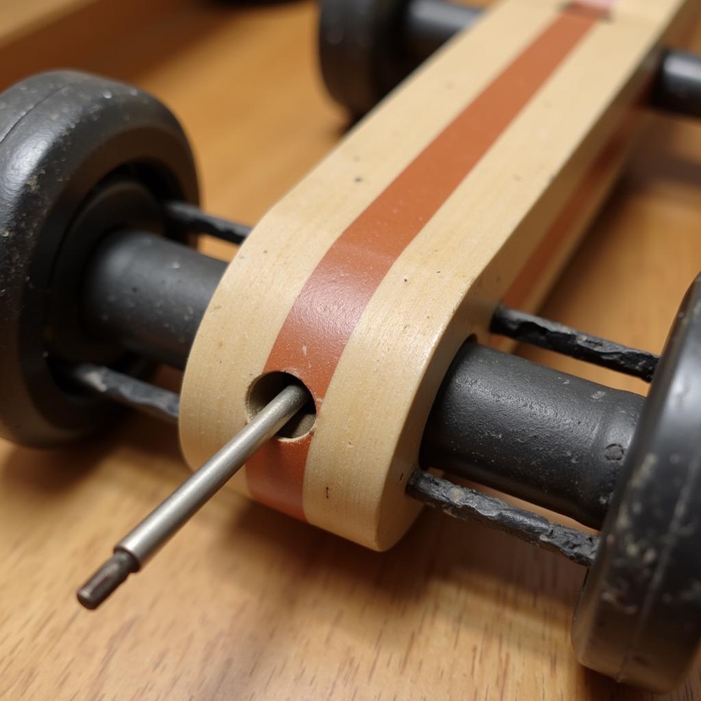 Polished Axles and Wheels for Pinewood Derby Car