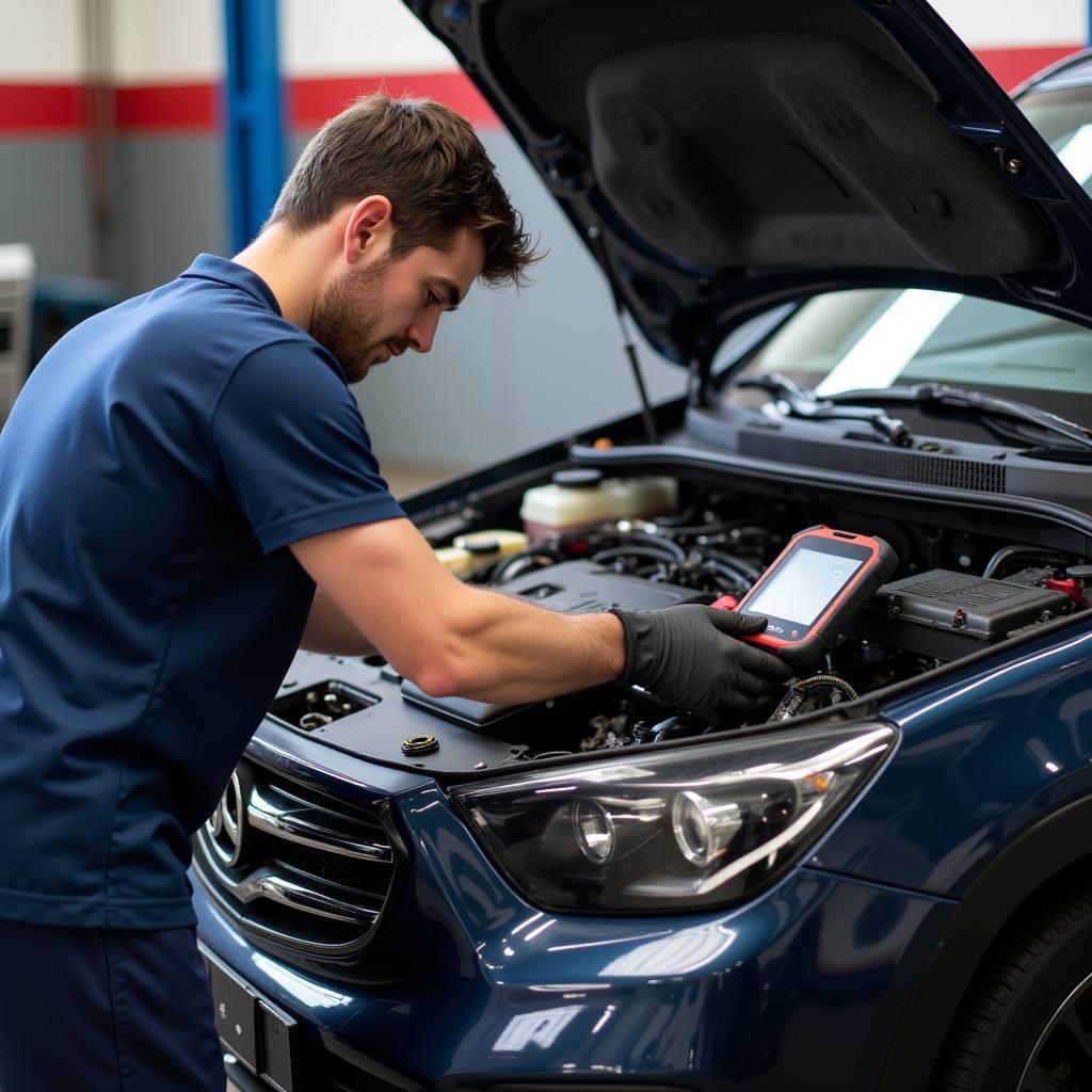 Mechanic Performing a Pre-purchase Inspection on a Used Car