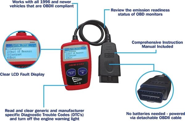 Pro OBD2 Code Fault Reader Diagnostic Scanner Check Engine Light Clear Reset OBD - Image 5