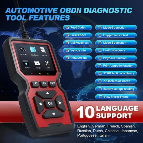 Professional OBD2 Scanner Diagnostic Tool Car Code Reader Engine Check V519 - Image 2