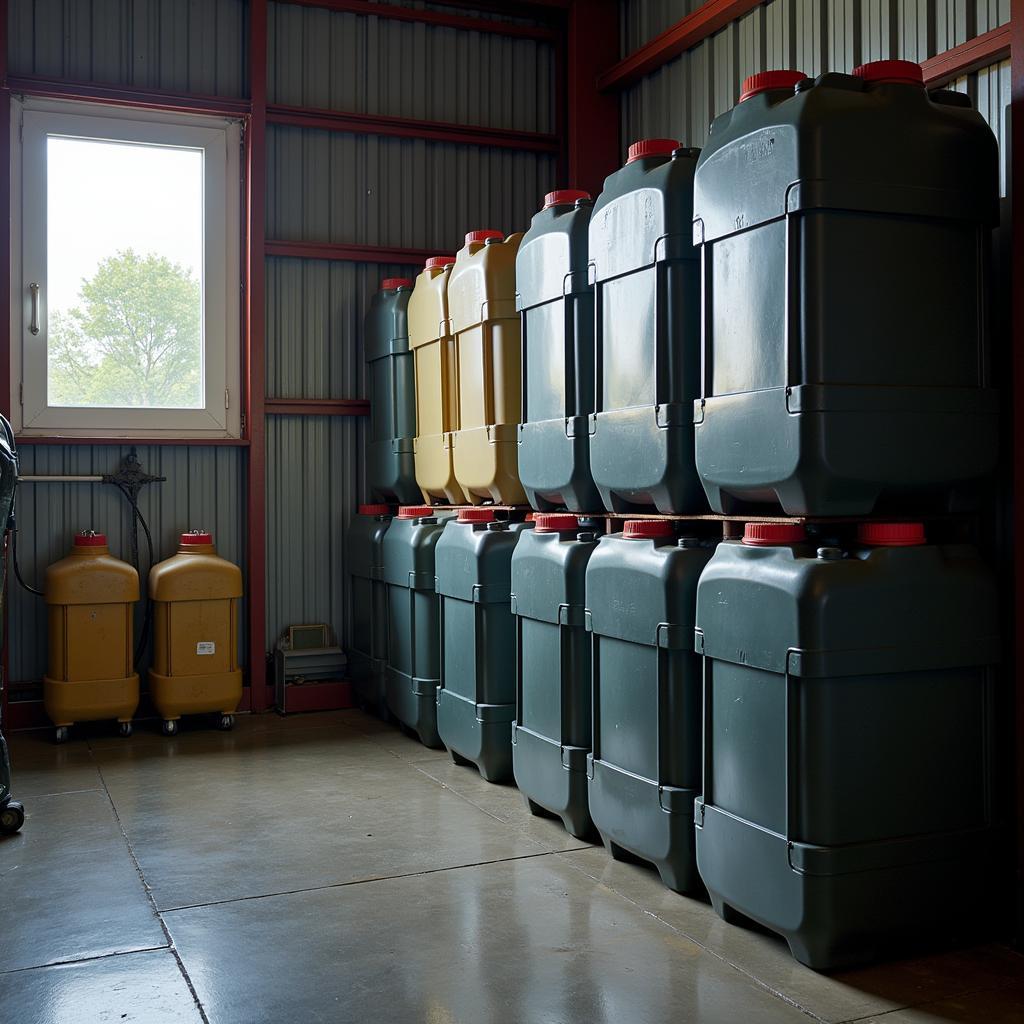 Properly Stored Car Oil Containers