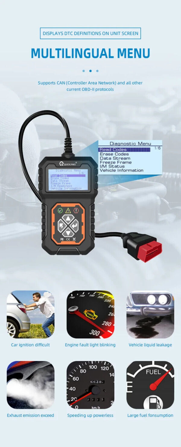 QUICKLYNKS T31 Car Full OBD2/EOBD Scanner Check Auto Engine System Diagnostic - Image 3