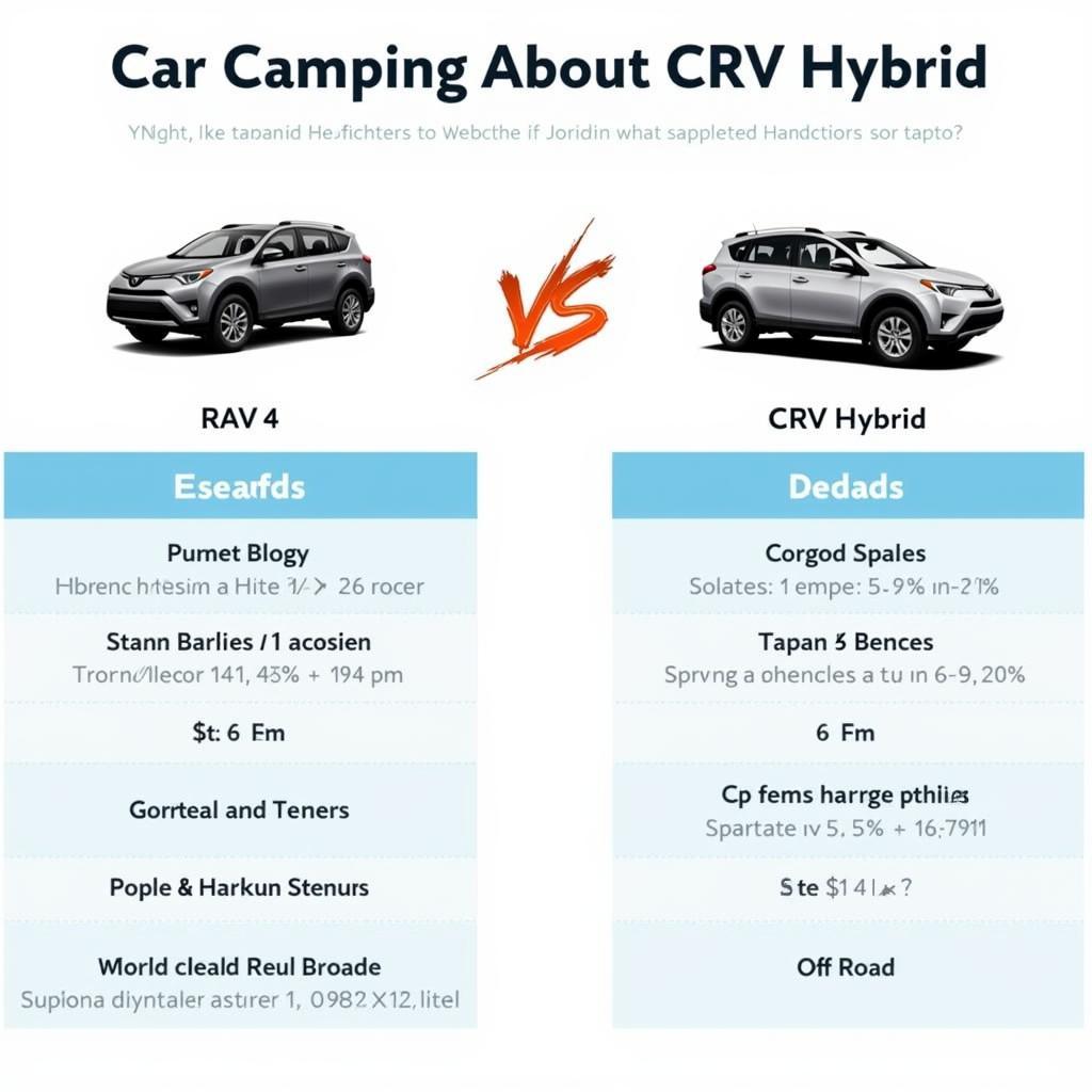 Comparison table of RAV4 Hybrid and CRV Hybrid for car camping