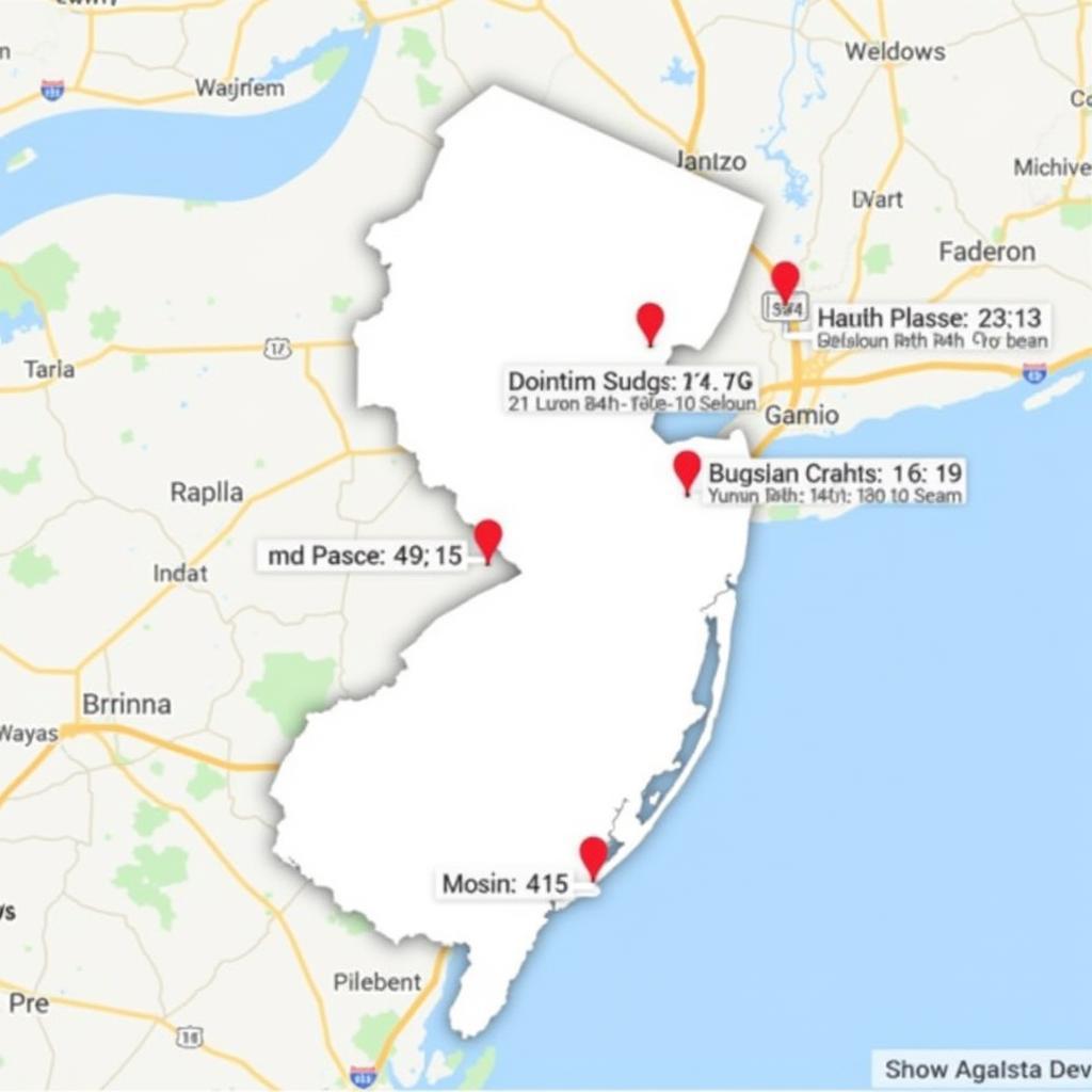 Recent Car Crash Locations in New Jersey Map