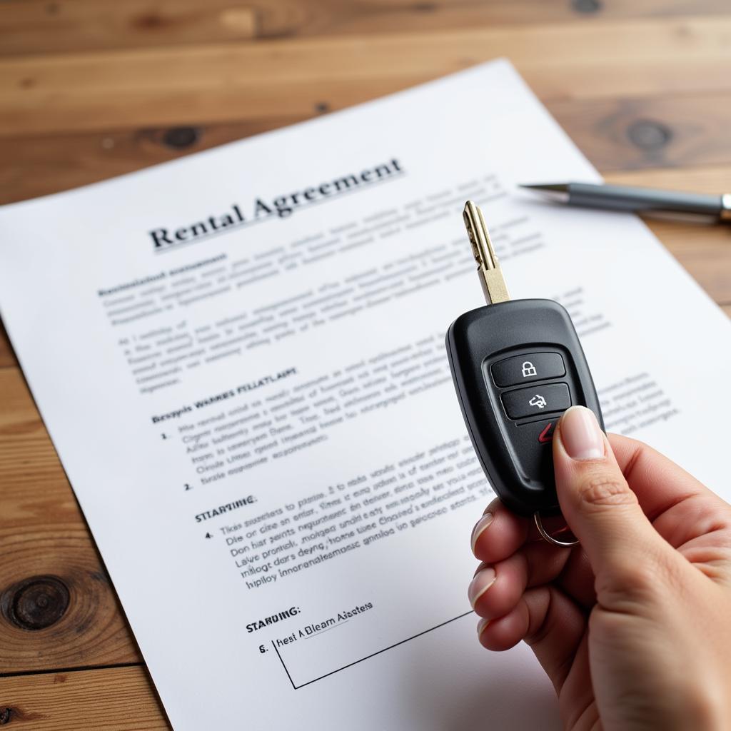 Rent a Car Paperwork and Key