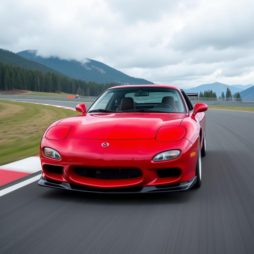 Mazda RX7 FD on Racing Track