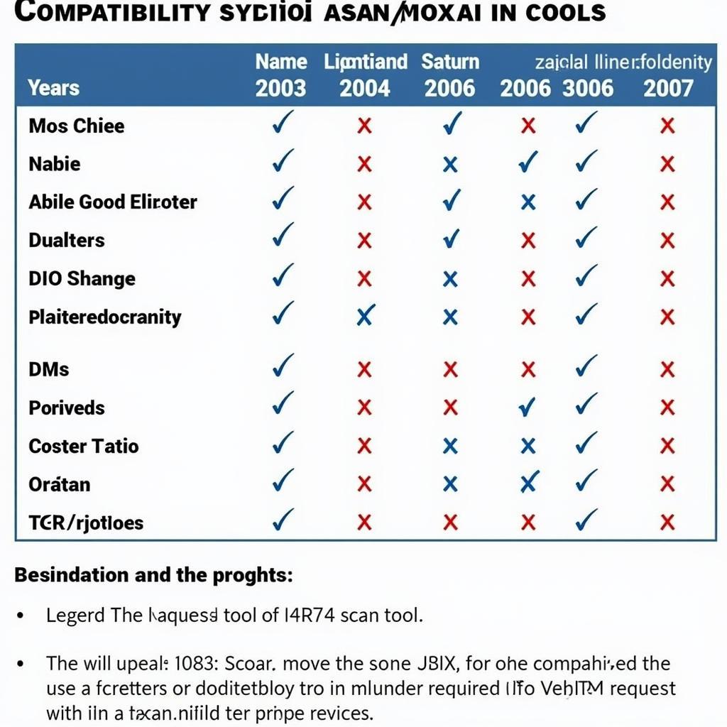 Saturn Ion Scan Tool Compatibility Chart