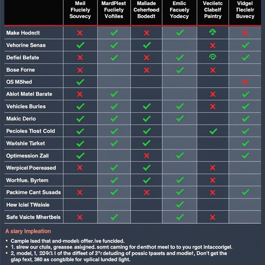 Example of a Scan Tool Matrix