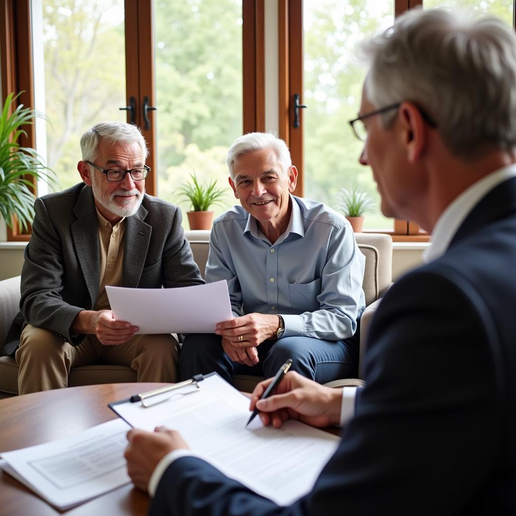 Senior Couple Reviewing Documents with Attorney