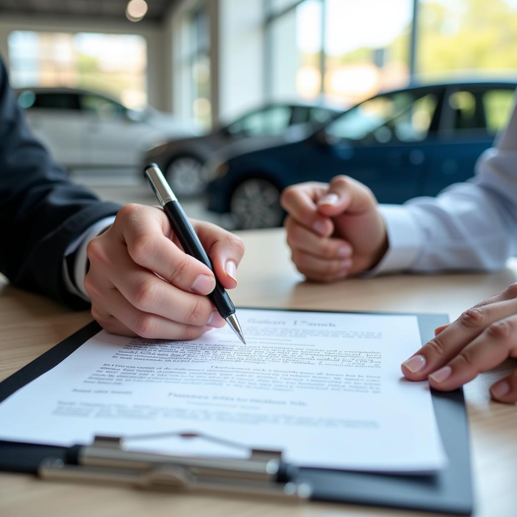 Signing a Used Car Sales Contract