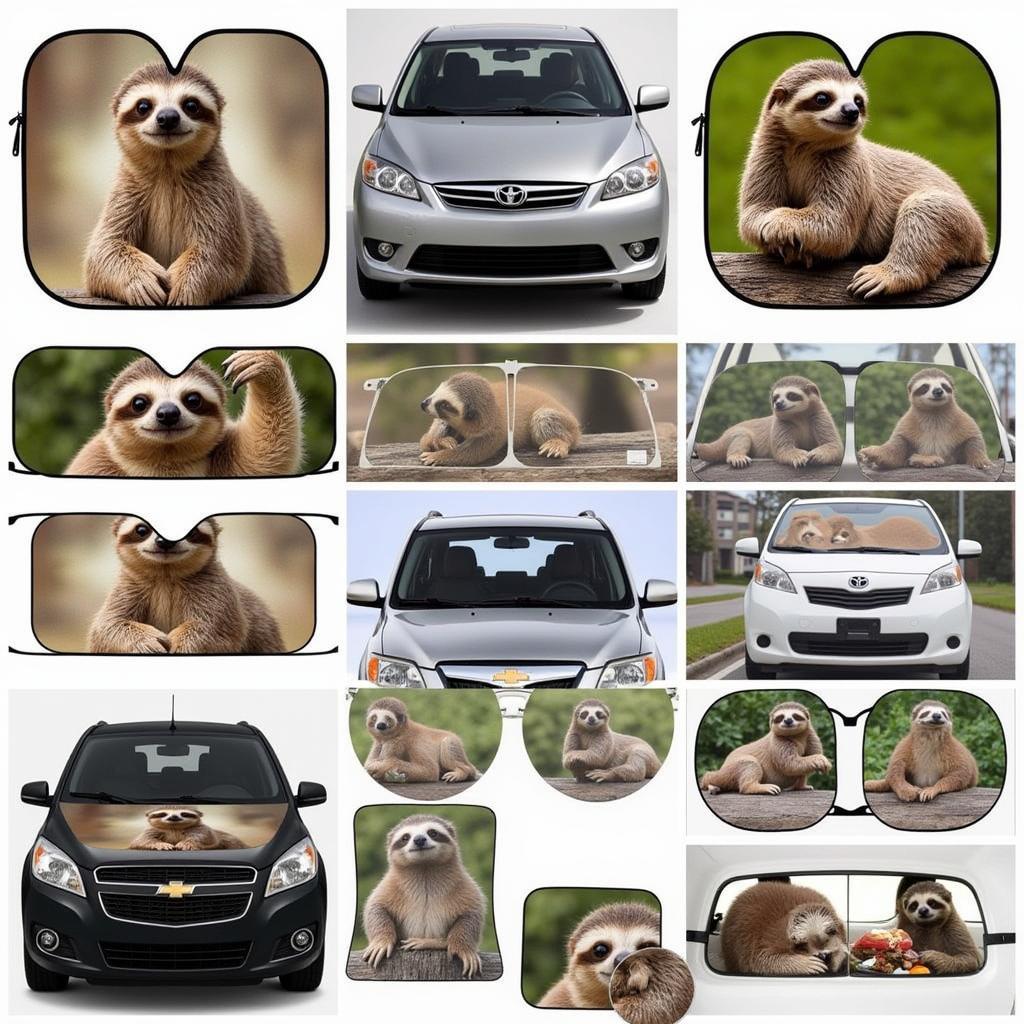 Variety of Sloth Car Window Shades Designs