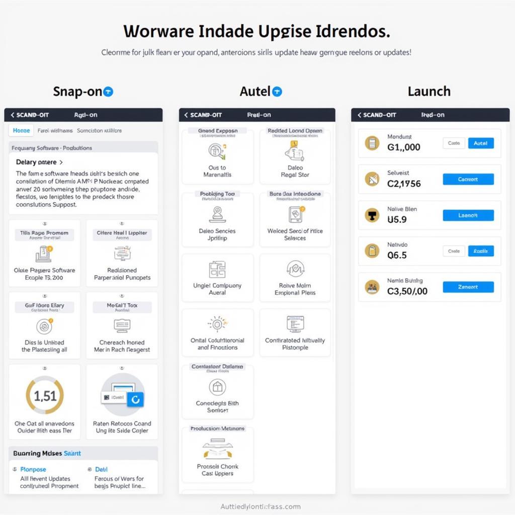 Snap-on, Autel, and Launch Software Update Comparison