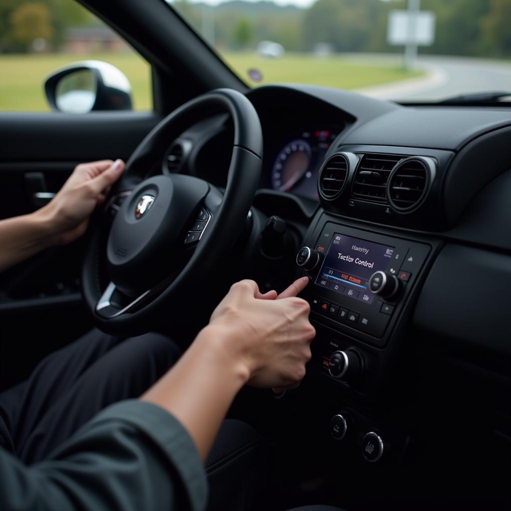 Sports Car Driver Adjusting Traction Control Settings