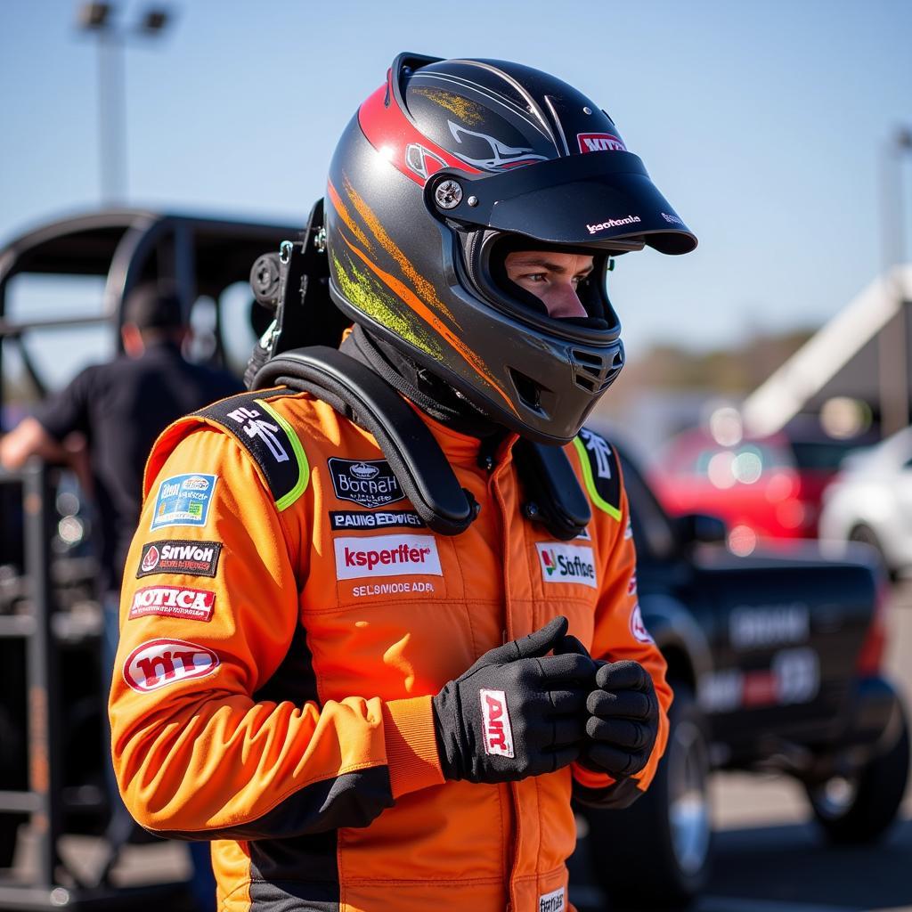 Sprinter Car Driver in Full Safety Gear