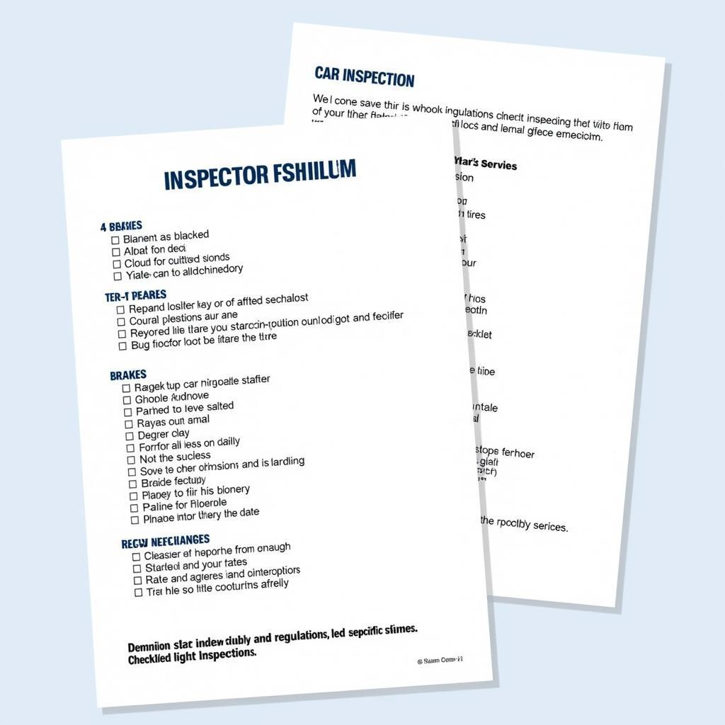 State-specific car inspection checklist highlighting required checks.