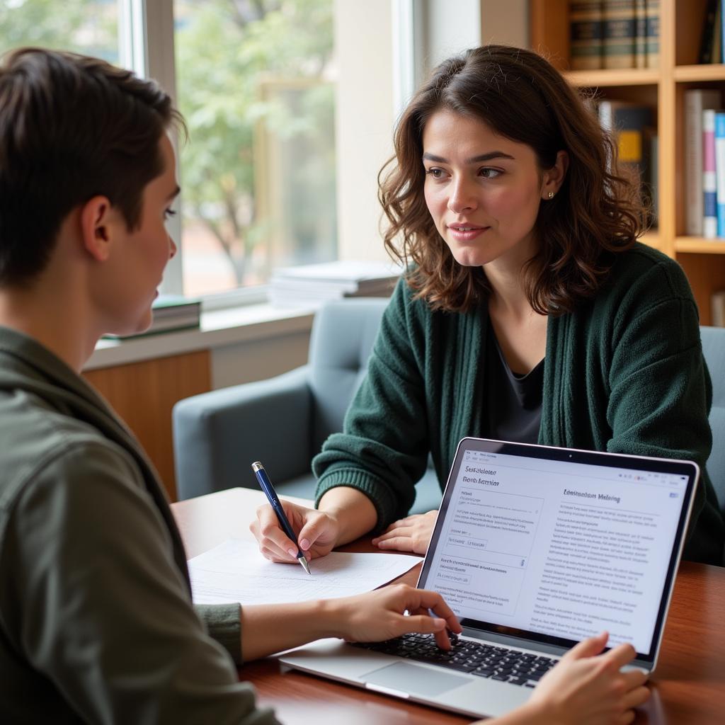 Student and Advisor Discussing Course Level