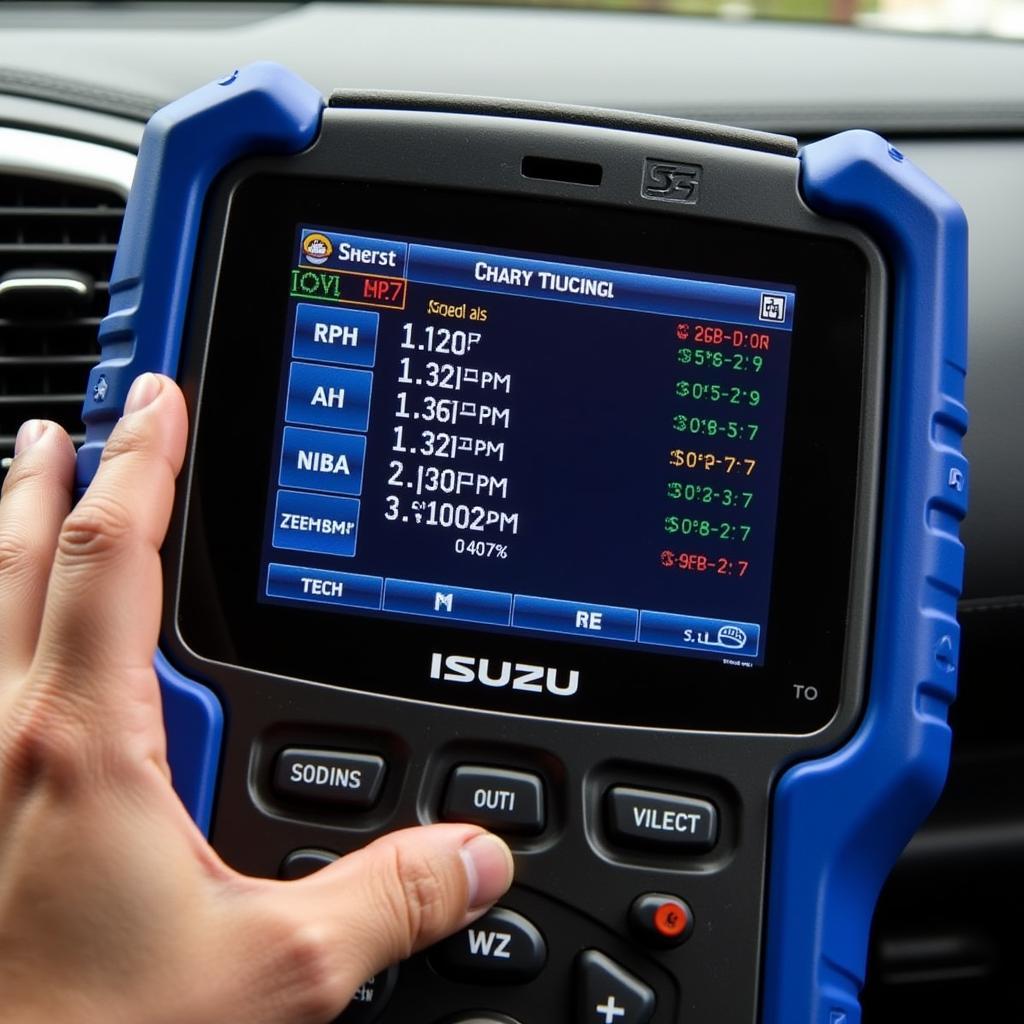 Tech 2 Scan Tool Displaying Isuzu Engine Data