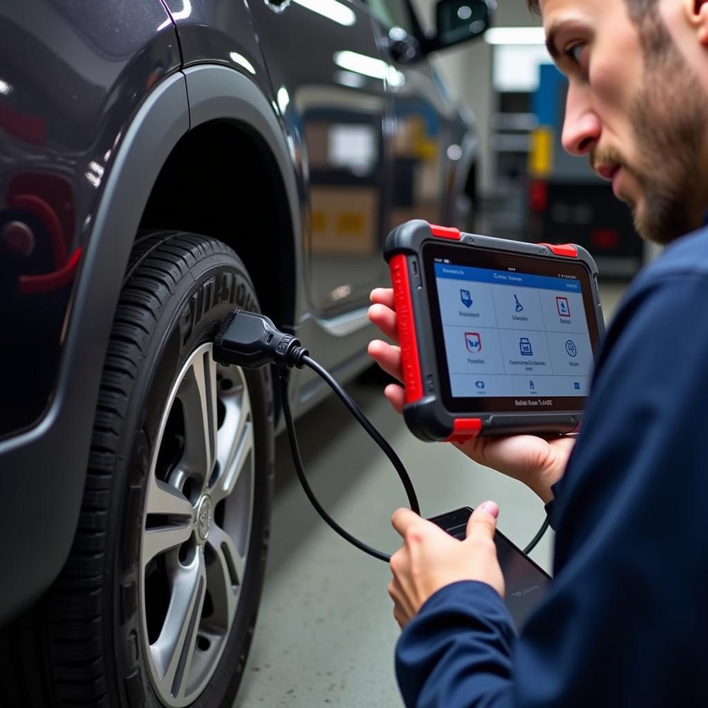 Technician Using Autel Bypass Cable